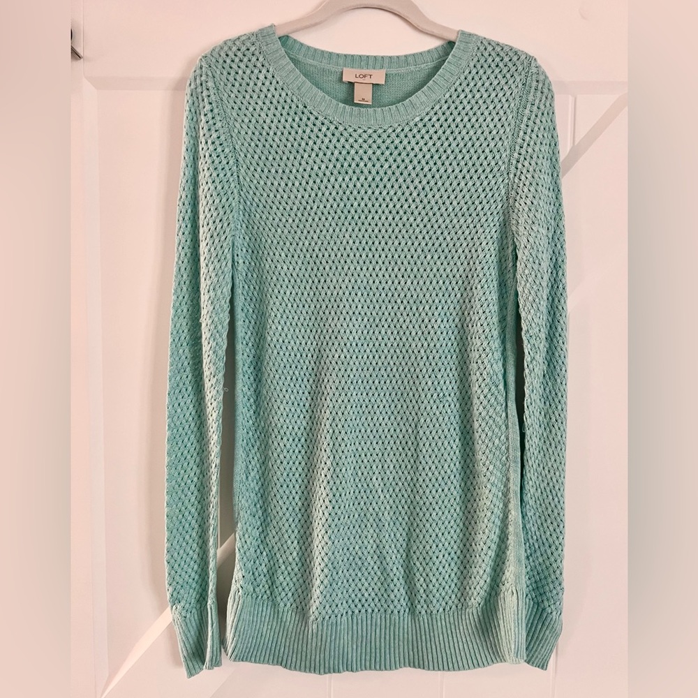 LOFT Medium teal blue light knit sweater